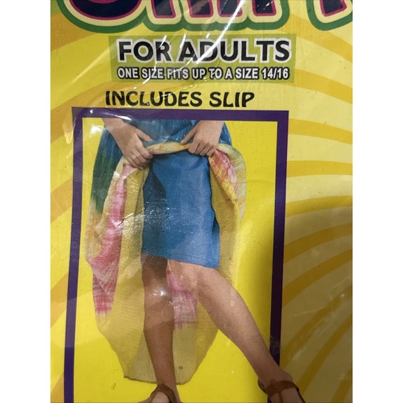 Hippie Skirt 2 Piece Multi Colored Gauze 1960's Style Costume Skirt & Slip - Picture 7 of 7